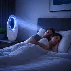 Wentylator kolumnowy bezłopatkowy cichy z lampką panel dotykowy pilot-5907451381113