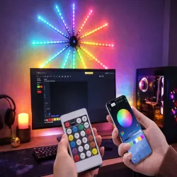 Lampa led fajerwerki rgb app + pilot samoprzylepna dekoracja impreza-5907451386309