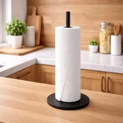 Stojak kuchenny czarny metalowy stojący na ręczniki papierowe-5907451386712