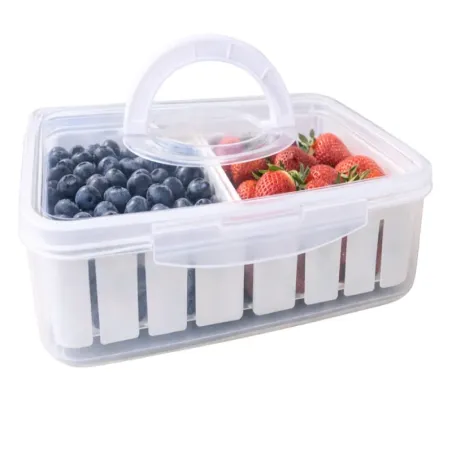 Pojemnik box pudełko z przegródkami na żywność z pokrywką biały owoce-5907451383766