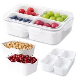 Pojemnik na przekąski żywność 4 przegródki z przykrywką lunchbox-5907451383742