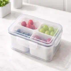 Pojemnik na przekąski żywność 4 przegródki z przykrywką lunchbox-5907451383742