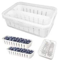 Organizer do lodówki z 2 koszykami na żywność pojemnik ociekacz owoce-5907451383735