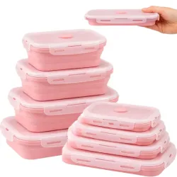 Pojemniki silikonowe składane 4szt na lunch żywność lunch box jedzenie-5907451383353