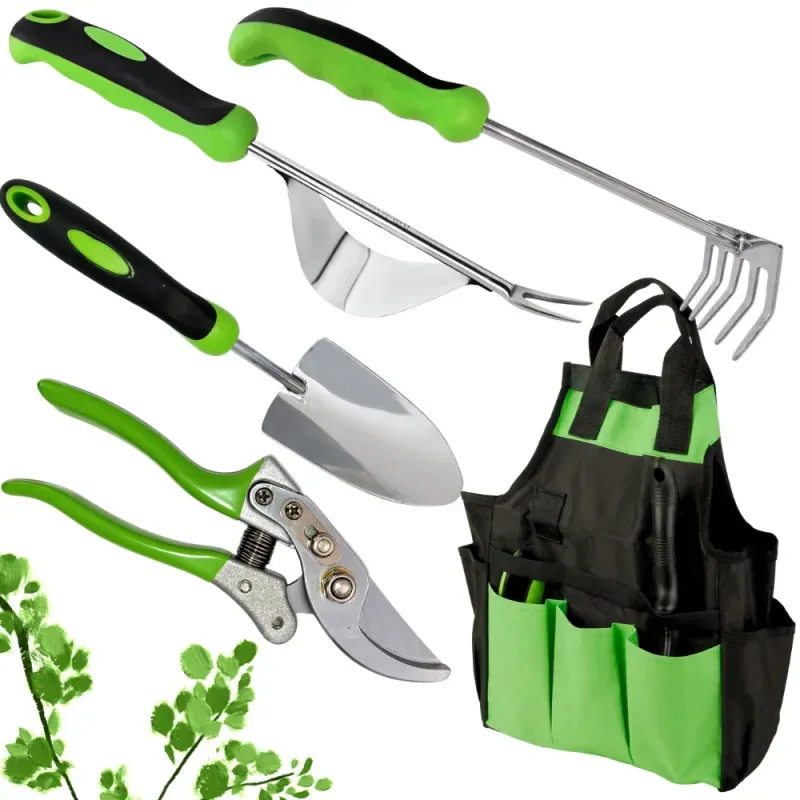 Zestaw 4 narzędzi ogrodniczych do ogrodu motyka łopatka sekator+torba-5907451389034