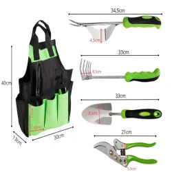 Zestaw 4 narzędzi ogrodniczych do ogrodu motyka łopatka sekator+torba-5907451389034