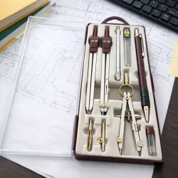 Zestaw geometryczny cyrkiel akcesoria szkolny komplet etui 9 elementów-5907451387801