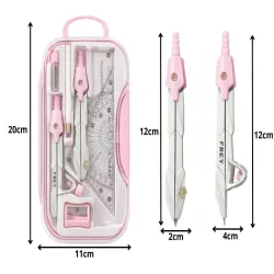 Zestaw geometryczny 9 elementów do szkoły cyrkiel linijka ekierka etui-5907451387832