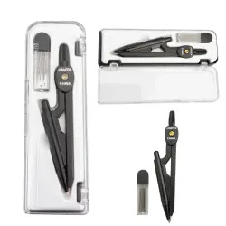 Cyrkiel szkolny z ołówkiem + grafit w etui zestaw geometryczny etui-5907451387825