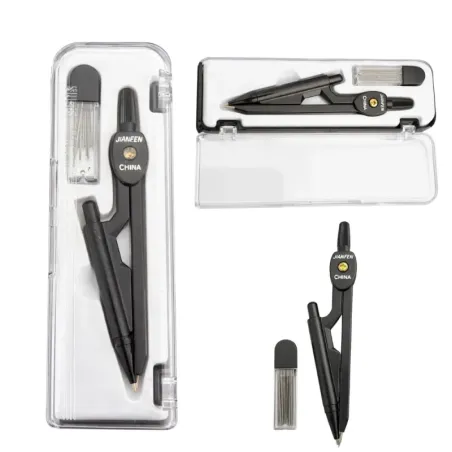 Cyrkiel szkolny z ołówkiem + grafit w etui zestaw geometryczny etui-5907451387825