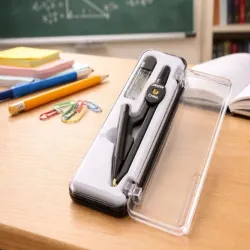 Cyrkiel szkolny z ołówkiem + grafit w etui zestaw geometryczny etui-5907451387825