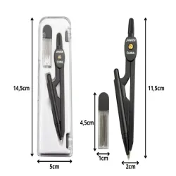 Cyrkiel szkolny z ołówkiem + grafit w etui zestaw geometryczny etui-5907451387825
