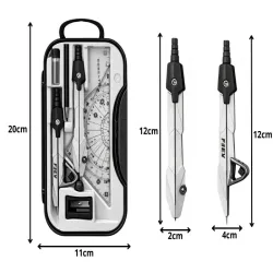 Zestaw geometryczny 9 elem. do szkoły cyrkiel linijka ekierka w etui-5907451387856