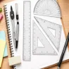 Zestaw geometryczny 7 elementów linijka cyrkiel ekierki kątomierz etui-5907451387818