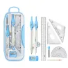 Zestaw geometryczny do szkoły 9 elementów cyrkiel linijka ekierka etui-5907451387849