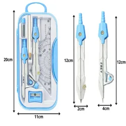 Zestaw geometryczny do szkoły 9 elementów cyrkiel linijka ekierka etui-5907451387849