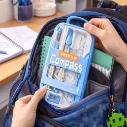 Zestaw geometryczny do szkoły 9 elementów cyrkiel linijka ekierka etui-5907451387849