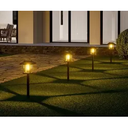 2xLampa solarna ogrodowa kinkiet latarenka retro wbijana biała ciepła-5906251228635