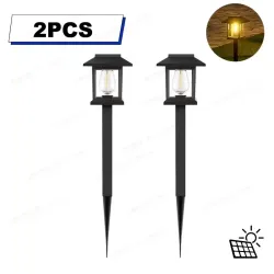 2xLampa solarna ogrodowa kinkiet latarenka retro wbijana biała ciepła-5906251228635
