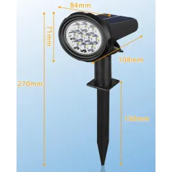Lampa solarna biały ciepły reflektor wbijany do podświetlania roślin-