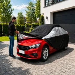 Pokrowiec XL na samochód auto całoroczny wodoodporny plandeka czarny-5907451381922