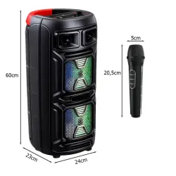 Głośnik bezprzewodowy bluetooth przenośny usb radio fm aux karaoke-5907451386491