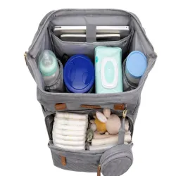 Plecak wielofunkcyjny z łóżeczkiem organizer duży pojemny mommy bag-5907451386132