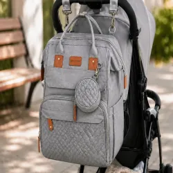 Plecak wielofunkcyjny z łóżeczkiem organizer duży pojemny mommy bag-5907451386132