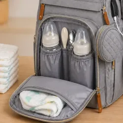 Plecak wielofunkcyjny z łóżeczkiem organizer duży pojemny mommy bag-5907451386132