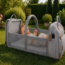 Plecak wielofunkcyjny z łóżeczkiem organizer duży pojemny mommy bag-5907451386132