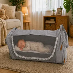 Plecak wielofunkcyjny z łóżeczkiem organizer duży pojemny mommy bag-5907451386132