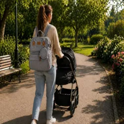 Plecak wielofunkcyjny z łóżeczkiem organizer duży pojemny mommy bag-5907451386132