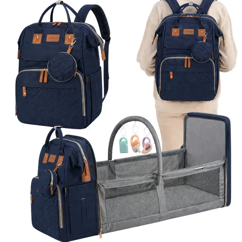 Plecak z łóżeczkiem dla dziecka usb organizer duży pojemny mommy bag-5907451386118