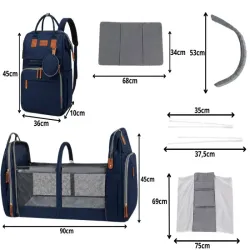 Plecak z łóżeczkiem dla dziecka usb organizer duży pojemny mommy bag-5907451386118