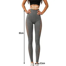 Legginsy damskie push up modelujące wysoki stan fitness szare S/M-5907451384602