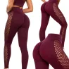 Legginsy damskie push up modelujące wysoki stan fitness bordo S/M-5907451384619