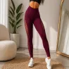 Legginsy damskie push up modelujące wysoki stan fitness bordo S/M-5907451384619