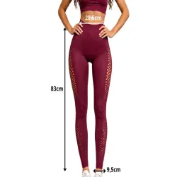 Legginsy damskie push up modelujące wysoki stan fitness bordo S/M-5907451384619