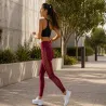 Legginsy damskie push up modelujące wysoki stan fitness bordo S/M-5907451384619