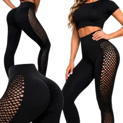 Legginsy damskie push up modelujące wysoki stan fitness czarne L/XL-5907451384626