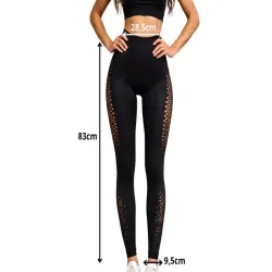 Legginsy damskie push up modelujące wysoki stan fitness czarne S/M-5907451384633