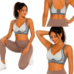 Biustonosz sportowy damski push up modelujący bezszwowy wkładki roz. M-5907451384589