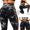 Legginsy damskie push up marmurkowe wysoki stan modelujące fitness s/m-5907451384381