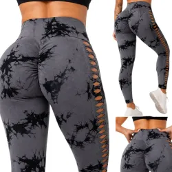 Legginsy damskie push up marmurkowe wysoki stan modelujące fitness s/m-5907451384404