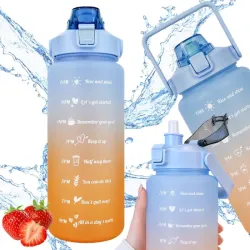 Bidon na wodę butelka motywacyjna 2000 ml ze słomką z miarką sport fitness-5907451381359