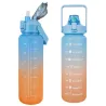 Bidon na wodę butelka motywacyjna 2000 ml ze słomką z miarką sport fitness-5907451381359