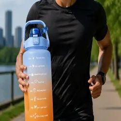 Bidon na wodę butelka motywacyjna 2L ze słomką z miarką sport fitness-5907451381359