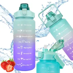 Bidon na wodę butelka motywacyjna 2000 ml ze słomką z miarką sport fitness-5907451381342