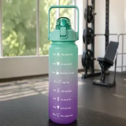 Bidon na wodę butelka motywacyjna 2000 ml ze słomką z miarką sport fitness-5907451381342