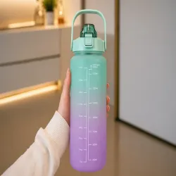 Bidon na wodę butelka motywacyjna 2000 ml ze słomką z miarką sport fitness-5907451381342